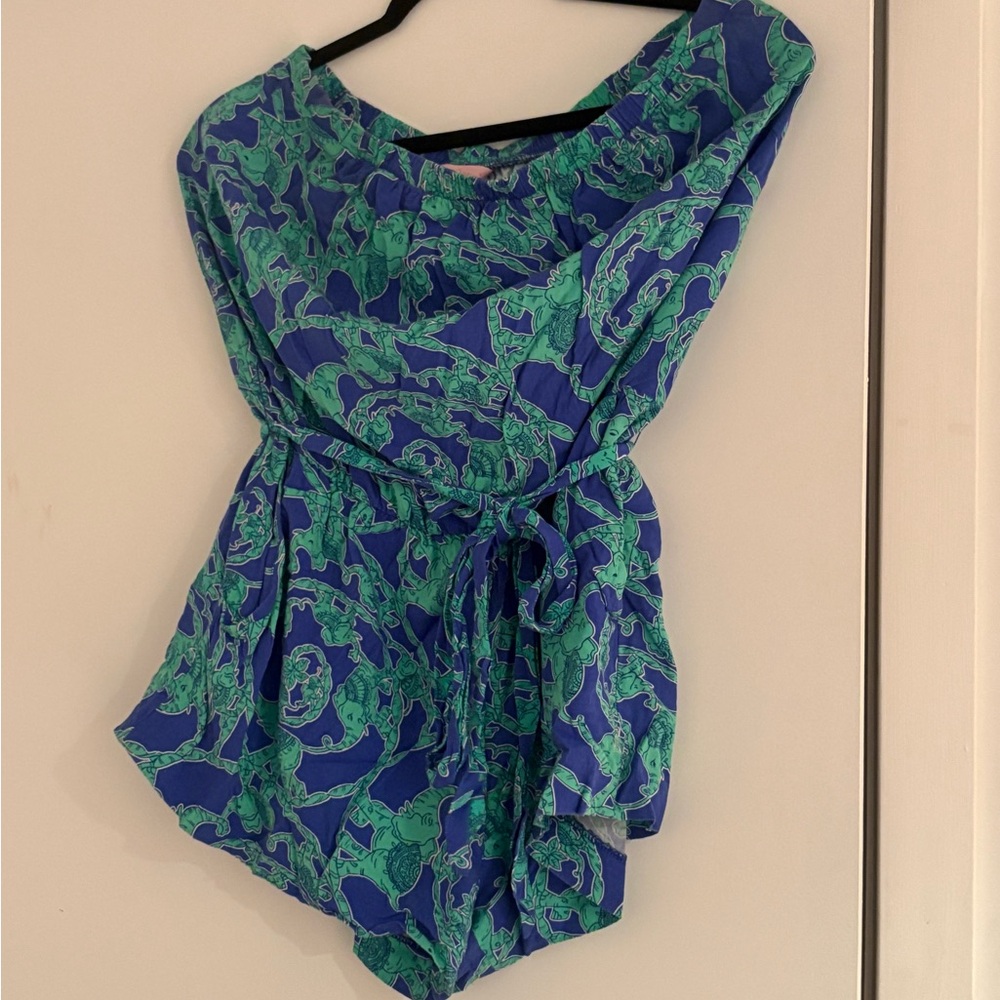 Lilly Pulitzer Blue & Green Printed Romper